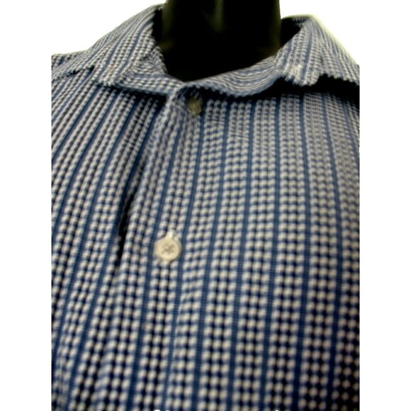 Men’s Apt 9 Slim Fit Button Down Dress Shirt-Blue Plaid- Size XXL - Picture 5 of 11
